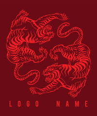 tiger angry animal illustration in detailed style