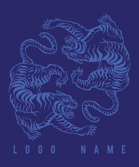 tiger angry animal illustration in detailed style