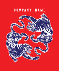 tiger angry animal illustration in detailed style