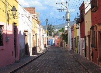 colorful street in the city of Queretaro, Mexico