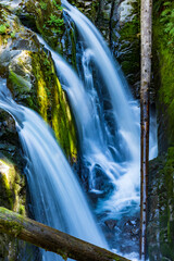 amazing triple falls in Sol Duc trail in the rain forest of Olympic National Park in Washington.