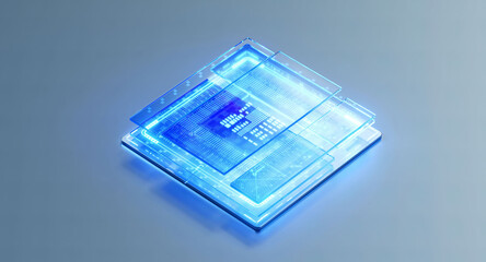 3D rendering of cyberpunk AI. Circuit board. Technology background. Central Computer Processors CPU and GPU concept. Motherboard digital chip. Tech science background.