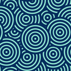 Fototapeta na wymiar Blue Circles, Seamless Pattern, Vector Art Pattern