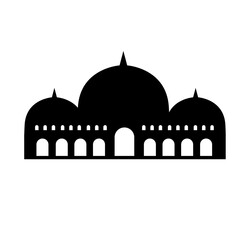 mosque with high minaret silhouette