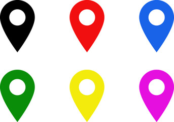 Simple map location pin icon (6 color set)
