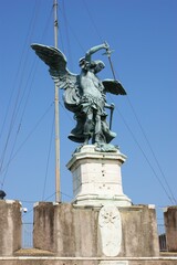 Fototapeta na wymiar Castel Sant'Angelo Statue of Saint Michael Adrian Park Sky Statue Sculpture