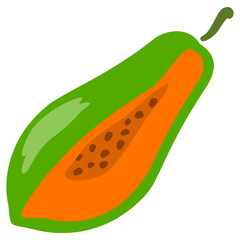 Fruit cartoon ripe halved papaya