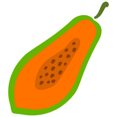Fruit cartoon ripe halved papaya