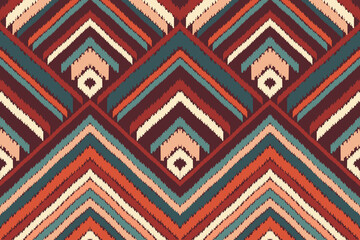 Ikat geometric folklore ornament with tribal ethnic seamless striped pattern Aztec style. oriental pattern traditional Design for background, clothing, wrapping, Batik, fabric, illustration.