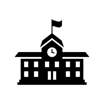 Icono de escuela. Edificio escolar. Concepto de educaci&oacute;n. Instituci&oacute;n educativa. Ilustraci&oacute;n vectorial