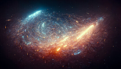 Obraz na płótnie Canvas Nebula Milkyway and galaxies in space 3D