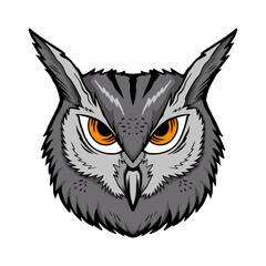 vector illustration head owl isolated white background