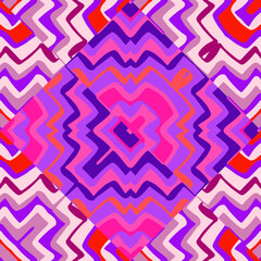 Creative zigzag mosaic seamless pattern. Hand drawn wave tile endless wallpaper. Abstract line ornament.