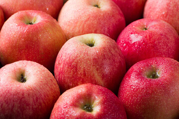 Red ripe apples texture background
