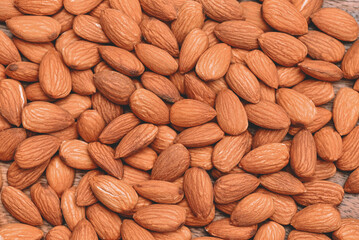 Almonds nuts on background, Close up delicious sweet almonds, roasted almond nut for healthy food and snack