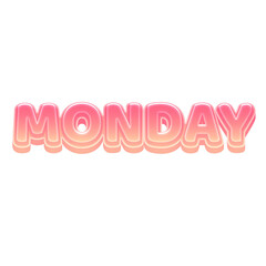 Monday Cute 3D Text Pastel Color