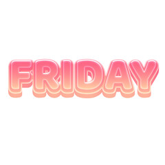Friday Cute 3D Text Pastel Color