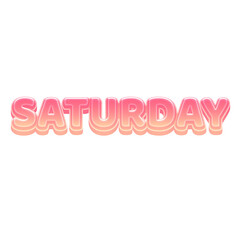 Saturday Cute 3D Text Pastel Color