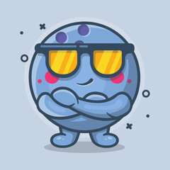 cute bowling ball character mascot with cool expression isolated cartoon in flat style design