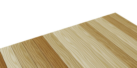 Wood table top or wood slats wall 3D rendering isolated for montage product display. png file