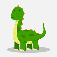 Cute Green Dinosaur Design Character Illustration