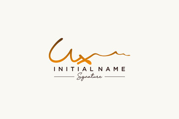 Initial UX signature logo template vector. Hand drawn Calligraphy lettering Vector illustration.