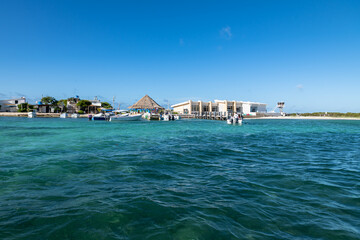 Gran Roque, Venezuela, 07.30.2022: view of the new touristic airport in  Los  Roques archipelago.