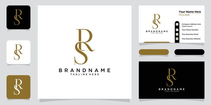 Initial Letter SR or RS typography logo design vector with business card design