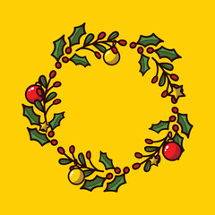 Bold Christmas Wreath Illustration