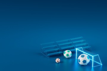 football ball object. online sport lives watch. 3d illustration. soccer ball background design. abstract 3d technology stadium goal concept. realistic rendering. bet casino sports game competition.