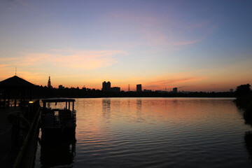 Fototapeta premium sunset over the lake