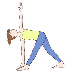 ねじった三角のポーズ、ねじり三角、ヨガ、インストラクター