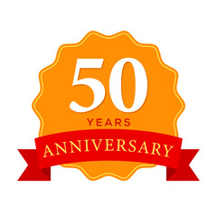 50 years anniversary badge flat vector logo icon art
