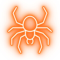 Neon orange spider icon, illustration of neon glowing spider with transparent background © ARTFX Design