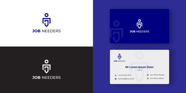 Letter J and N find job Recruitment logo design template
