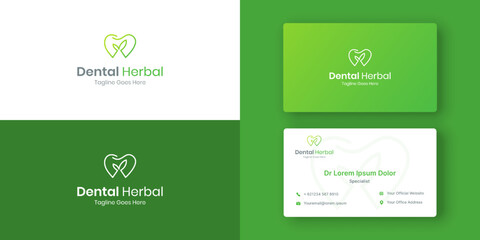 Herbal nature dental clinic vector logo template