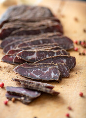 Sliced Up Homemade Biltong Beef