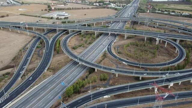 Drone footage over highway intersections