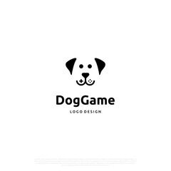 dog game logo design creative, dog face combine with game controller logo concept