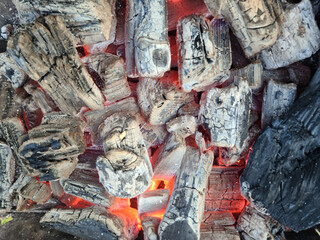 Background of burning burning coal in brazier