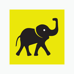 Black elephant  animal logo design 