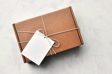 A gift box with an empty label. Mockup