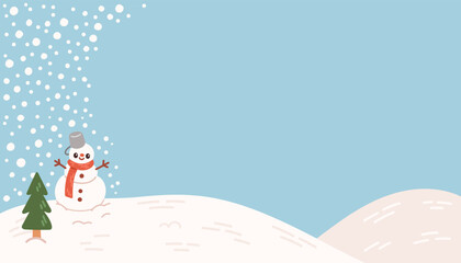Winter vector background snow blue flat design 