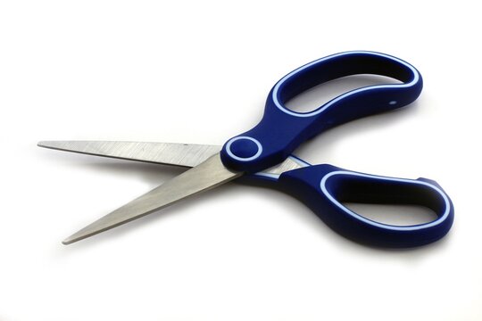 Blue Scissors On White Background