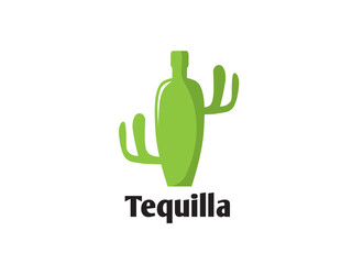 Tequila Drink Bottle Cactus Logo