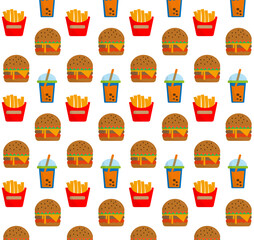 pattern seemless fast food like burgers, fries, drinks. cool backgrounds
