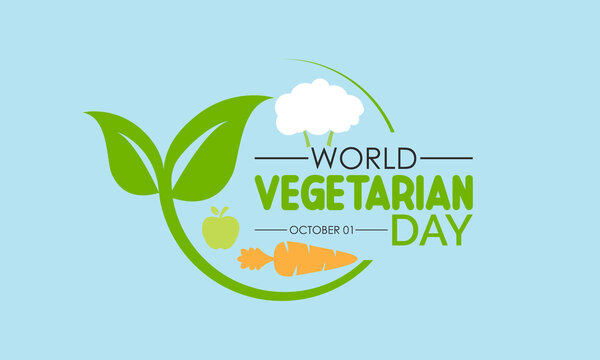 Vector illustration design concept of World Vegetarian Day observed on every 1st October