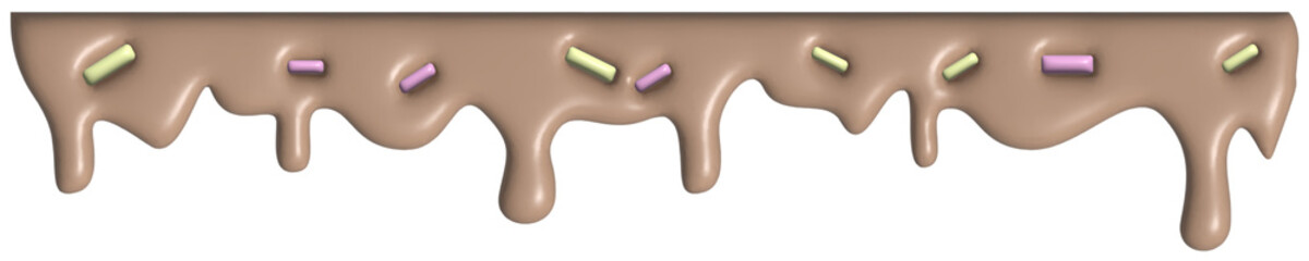 flow chocolate ice cream topping dessert texture, png 3D illustrations