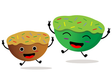 illustration of a kawaii character from Indonesian street food named 