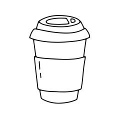 Doodle take away coffee cup. Vector illustration isolated on white